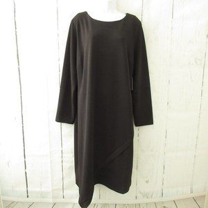 New Eloquii Dress 22 Black Ribbed Midi Long Sleeve Plus Size. Fits like 18